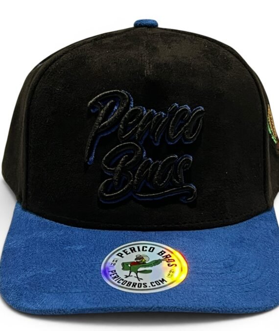 Snapback Full Gamuza Negro con Azul Perico Bros