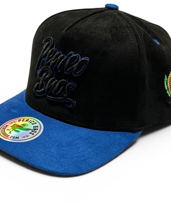 Snapback Full Gamuza Negro con Azul Perico Bros