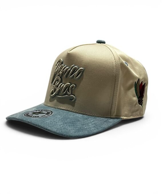 Snapback Crema con Vicera Azul en Gamuza Perico Bros